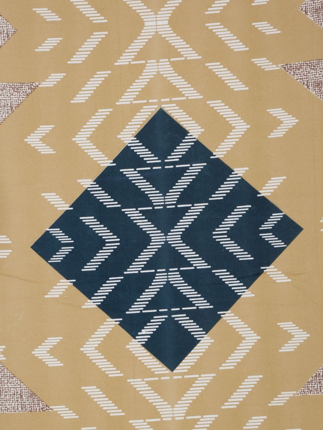 KLOTTHE Cream Geometric Printed Fitted 300 TC Double King Bedsheet With 2 Pillow Cover