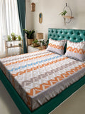 Myntra Elegant Homes Peach Abstract Cotton 300 TC King Fine Bedsheet with 2 Pillow Covers-98 x 89 inches