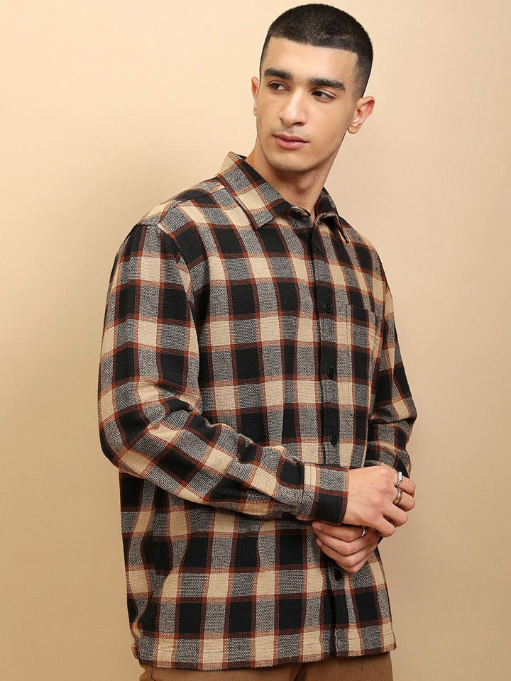 Highlander Men Oversized Textured Dobby Oversized Overshirt