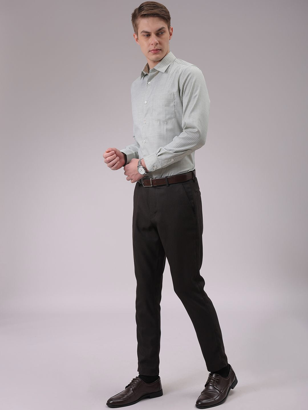 The Indian Garage Co. X Luxe Men Cutaway Collar Vertical Striped Slim Fit Formal Shirt