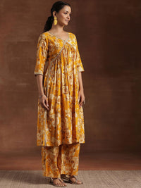 Libas Floral Printed Empire Sequinned A-Line Kurta With Palazzo & Dupatta