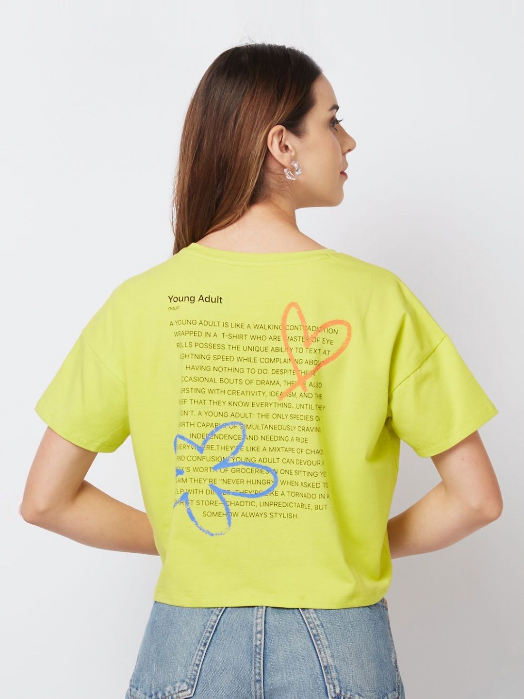 SPYKAR Women Graphic Printed Round Neck Cotton Boxy T-shirt