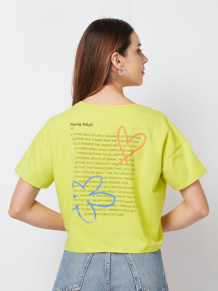SPYKAR Women Graphic Printed Round Neck Cotton Boxy T-shirt