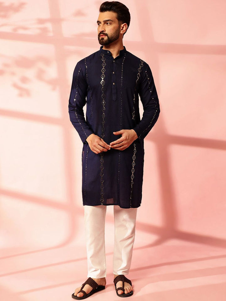 Anouk Men Embroidered Regular Mirror Work Pure Cotton Kurta with Pyjamas