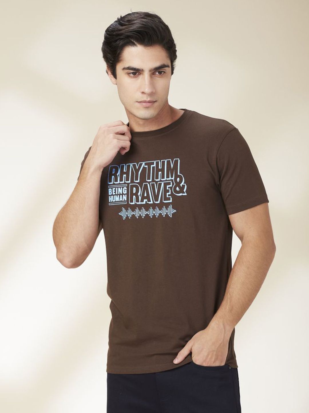 Being Human Men Typography Printed Round Neck Cotton Slim Fit T-shirt