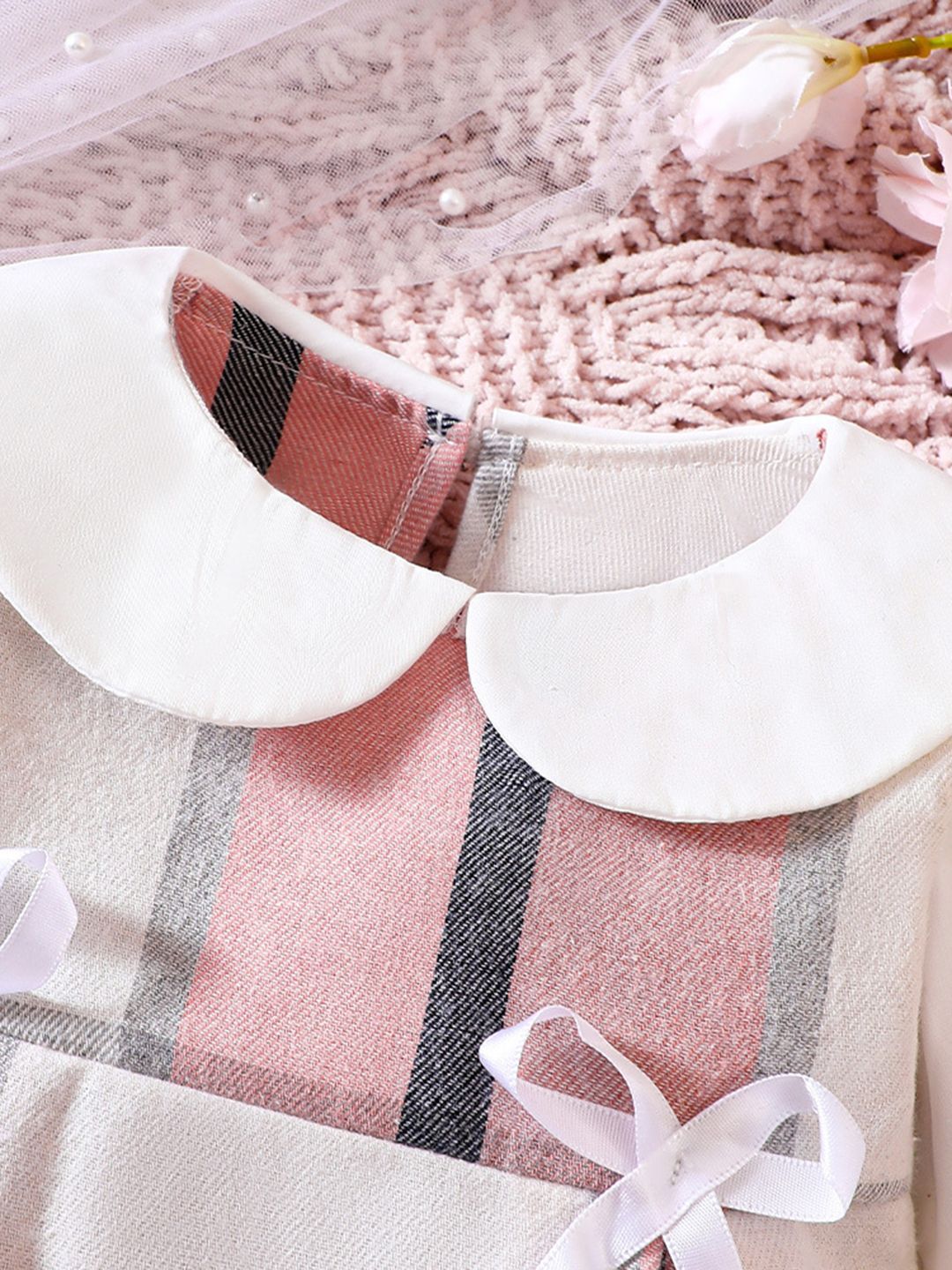 YK Girls Striped Fit & Flare Dress