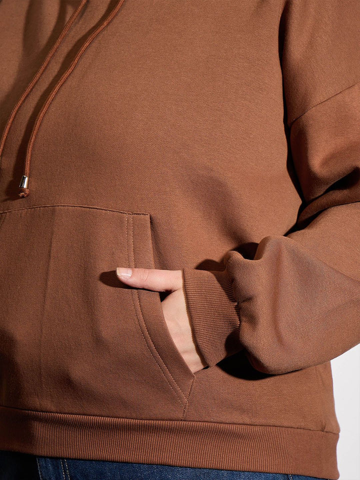 SASSAFRAS Curve Women Plus Size Hooded Pullover Sweatshirt