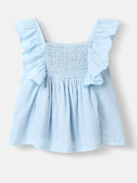 Nauti Nati Girls Cotton Swiss Dot Fabric Flutter Sleeves Shirring Dress