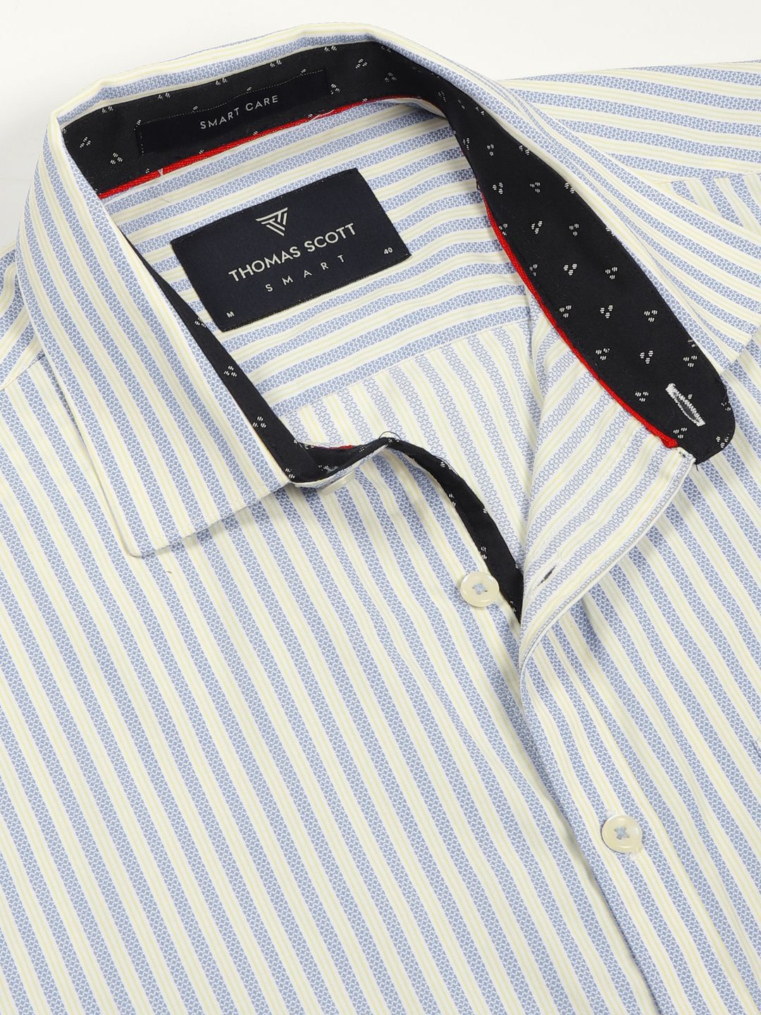Thomas Scott Men Smart Cutaway Collar Vertical Striped Cotton Formal Shirt