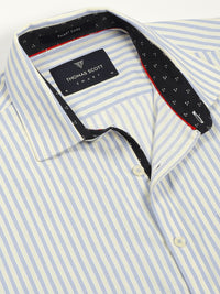 Thomas Scott Men Smart Cutaway Collar Vertical Striped Cotton Formal Shirt