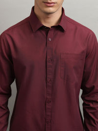 Highlander Men Burgundy Solid Formal Slim Fit shirt