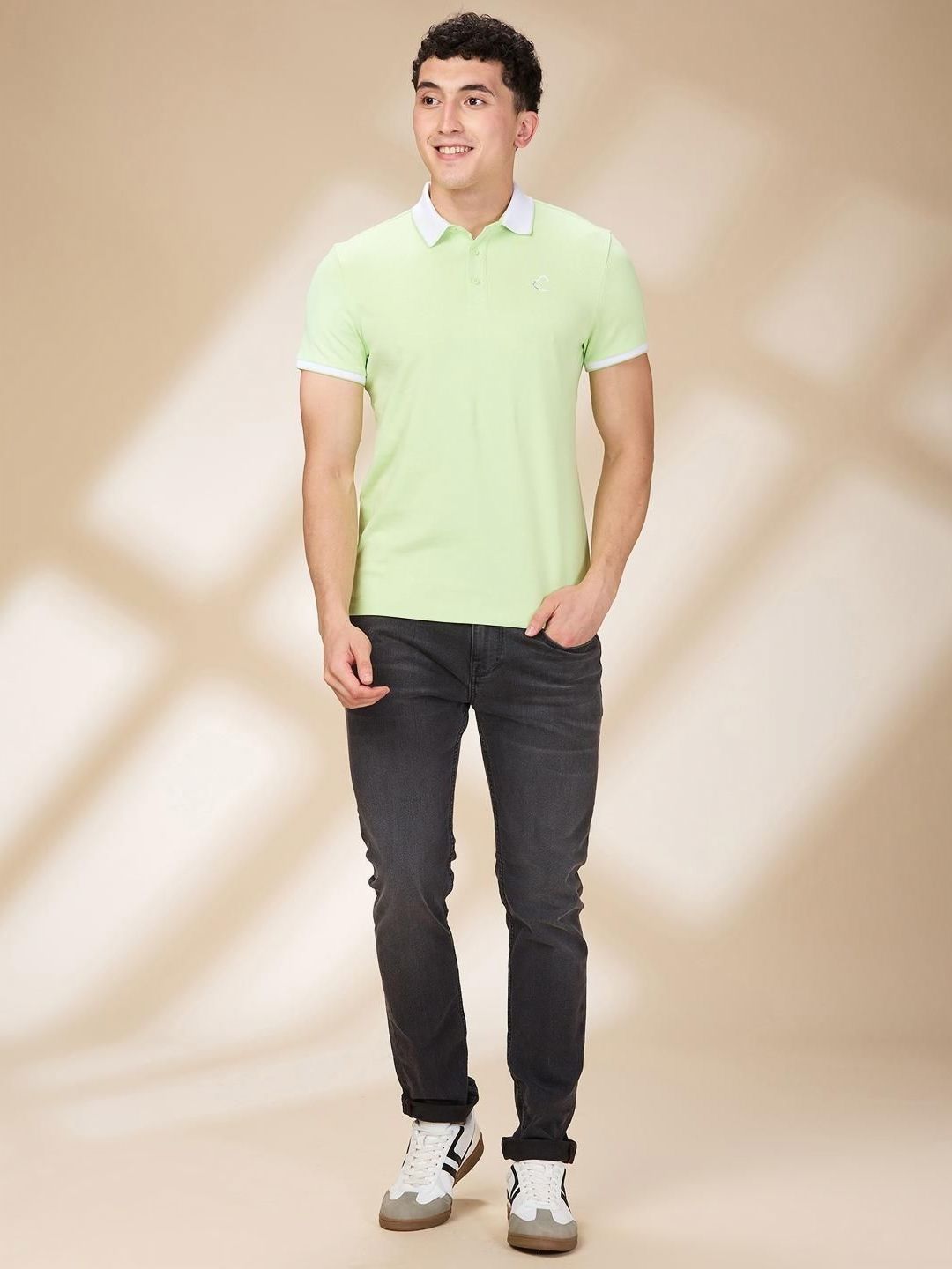 Being Human Men Solid Polo Collar Cotton Slim Fit T-shirt