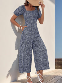 DressBerry Smocked Floral Printed Basic Jumpsuit