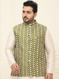 SOJANYA PLUS Jaket Sulam Lelaki Nehru Plus Size