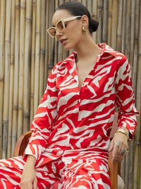Pink Paprika by SASSAFRAS Floral Printed Pure Cotton Shirt With Palazzo