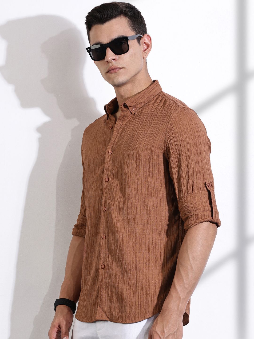 Thomas Scott Men Classic Slim Fit Opaque Casual Shirt