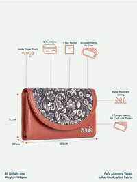 ZOUK Women Ethnic Motifs Printed Leather Card Holder FloMotif Kyra Flap Wallet