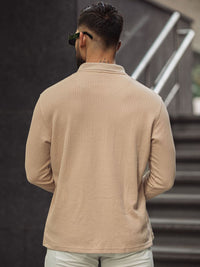 Powerlook Men Self Design Polo Collar Cotton T-shirt