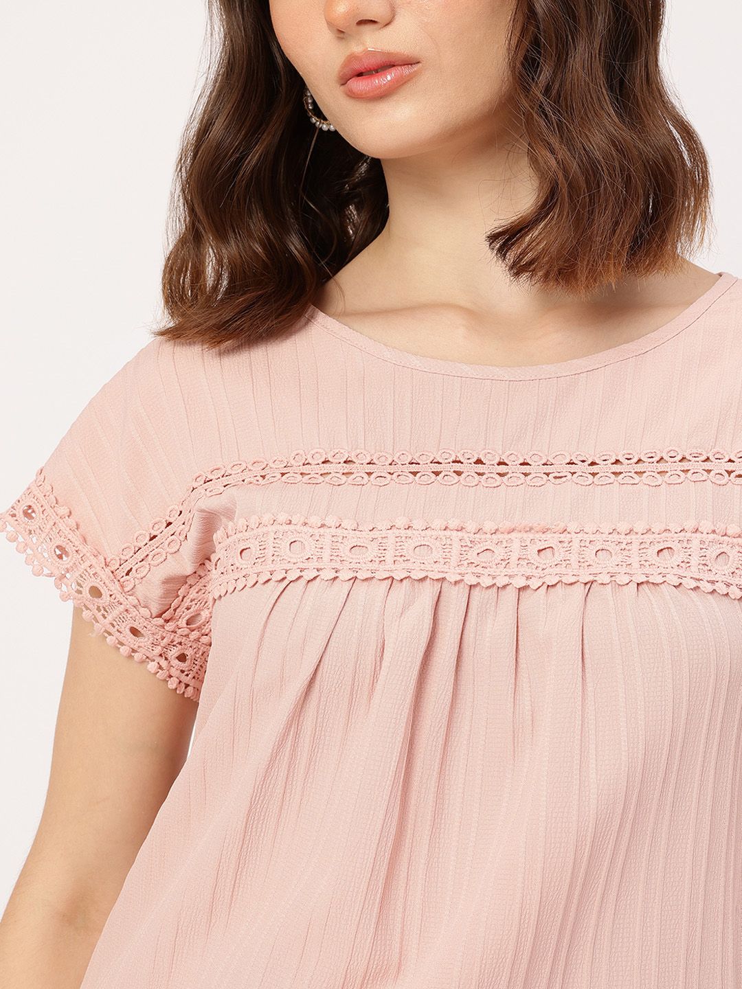 DressBerry Lace Love Self-Striped A-Line Top