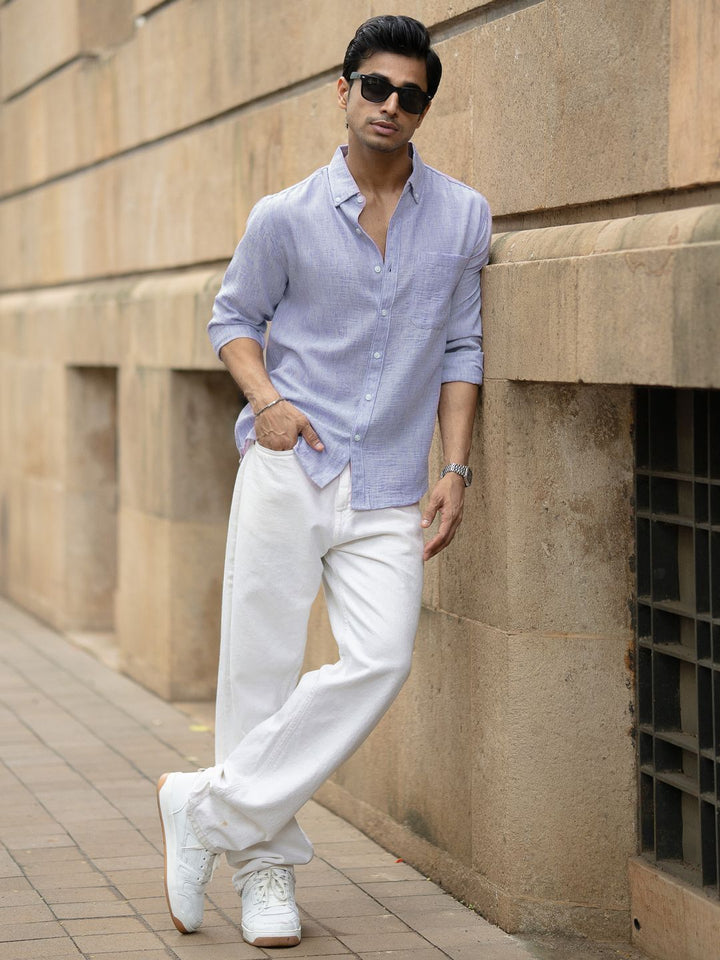 Powerlook Men Solid Spread Collar Casual Shirt