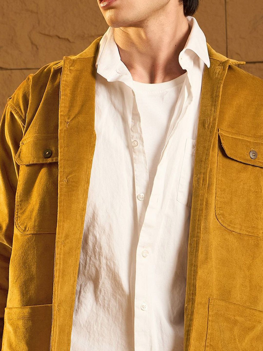 DENNISON Men Four Pocket Drop Shoulder Oversized Corduroy Shacket