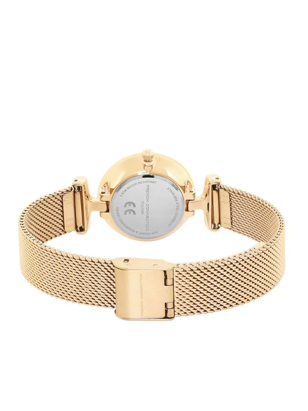 French Connection Women Round Dial & Stainless Steel Textured Straps Analogue Watch FCU7GM