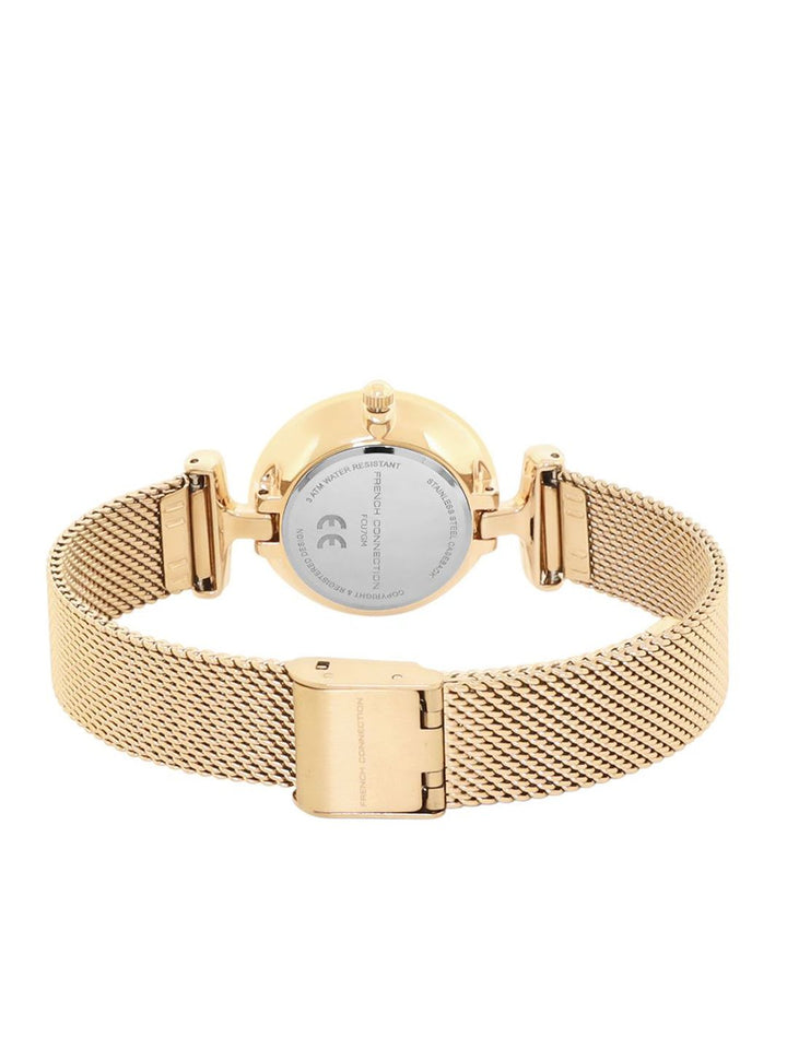 French Connection Women Round Dial & Stainless Steel Textured Straps Analogue Watch FCU7GM