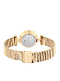 French Connection Women Round Dial & Stainless Steel Textured Straps Analogue Watch FCU7GM