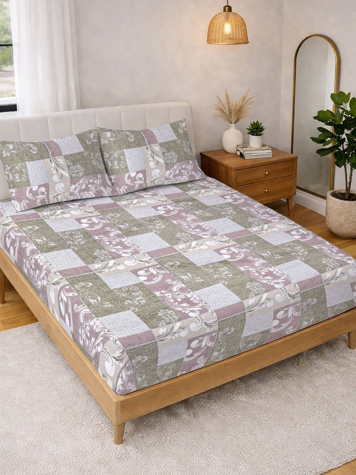 Myntra Elegant Homes Multicoloured Floral 300 TC King Bedsheet with 2 Pillow Covers