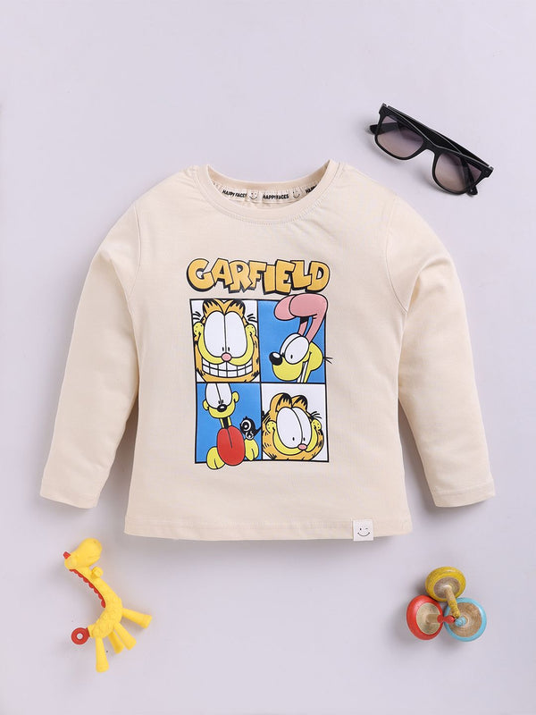Happy Faces Boys Garfield Printed Pure Cotton T-shirt