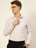 Thomas Scott Men Smart Spread Collar Checked Cotton Formal Shirt