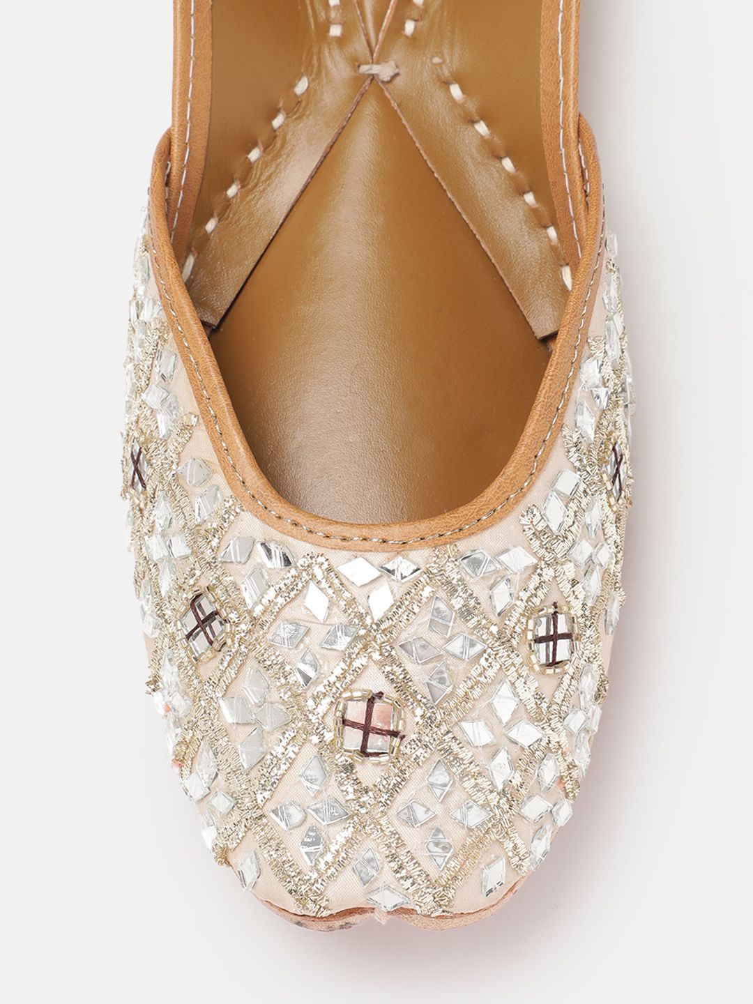 House of Pataudi Women Mirror Embellished Mojaris