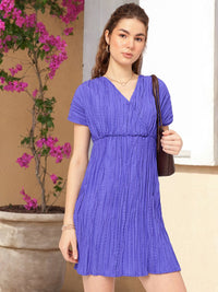 DressBerry Parisian Chic Crinkled Cut-Out A-Line Mini Dress