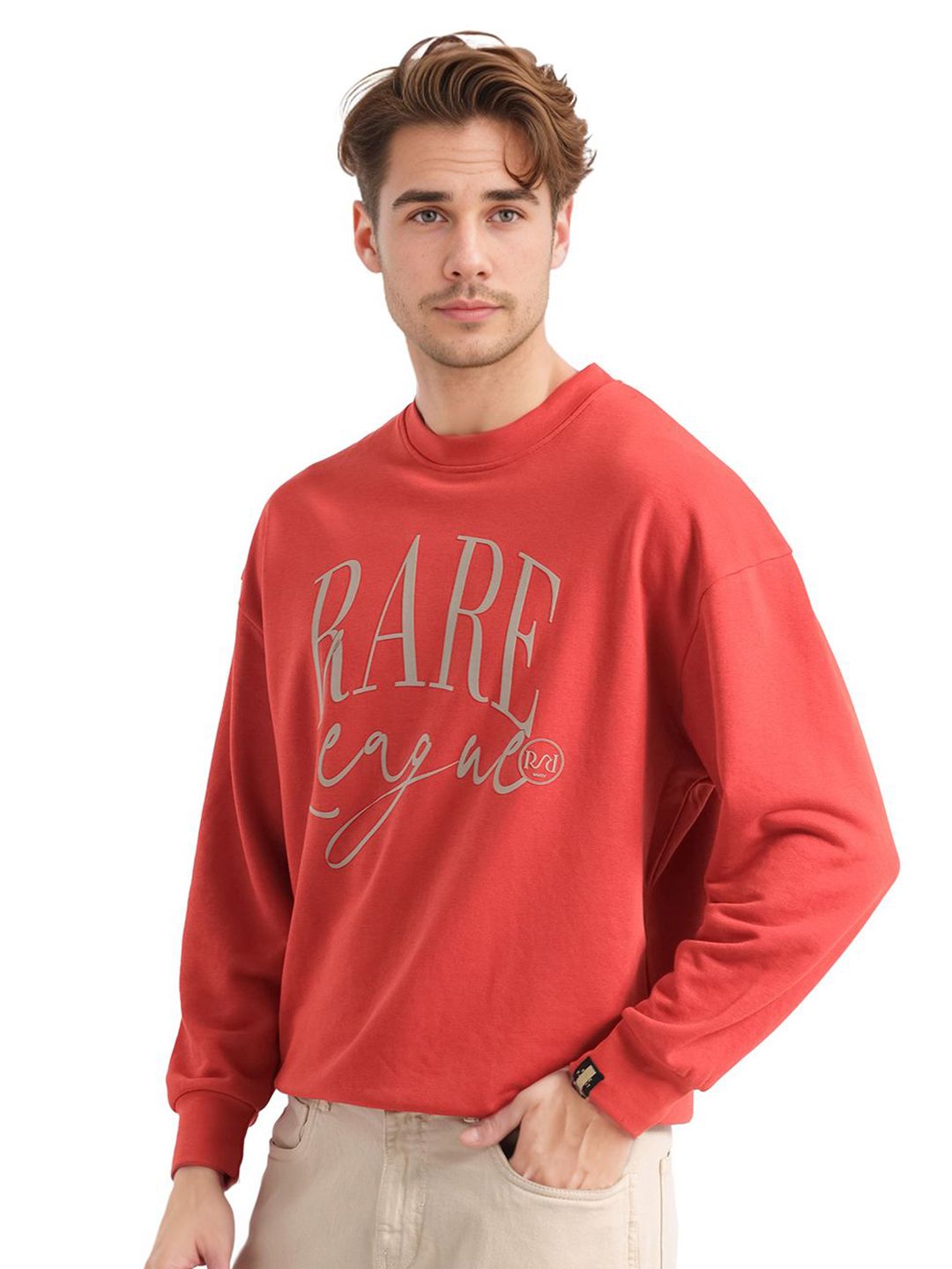 RARE RABBIT Men Typography Printed Cotton Sweatshirt