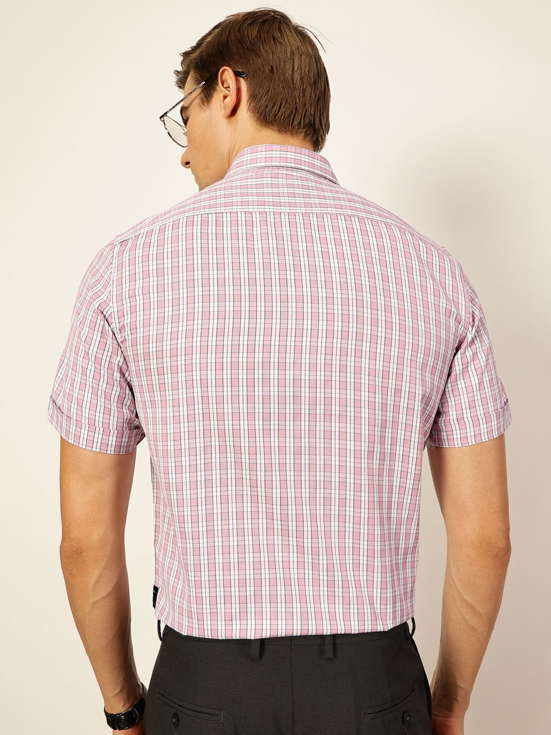 Thomas Scott Men Smart Spread Collar Tartan Checked Cotton Formal Shirt