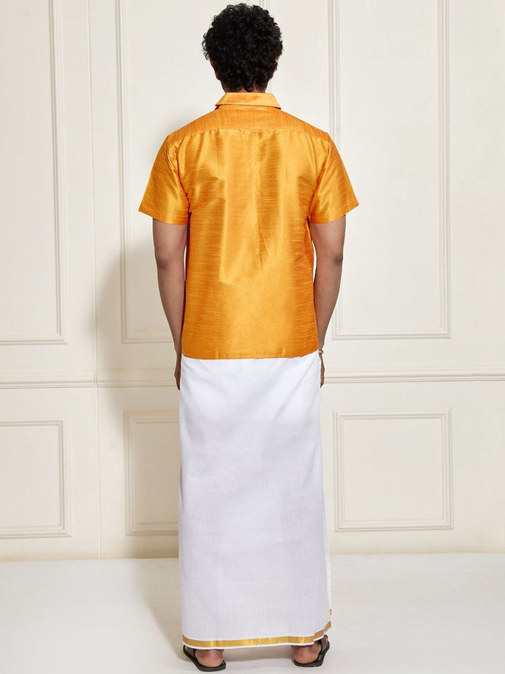 VASTRAMAY Shirt Collar Shirt With Veshti