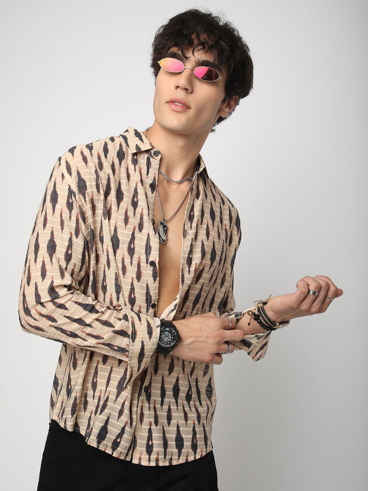 VASTRADO Men Classic Slim Fit Opaque Printed Casual Shirt