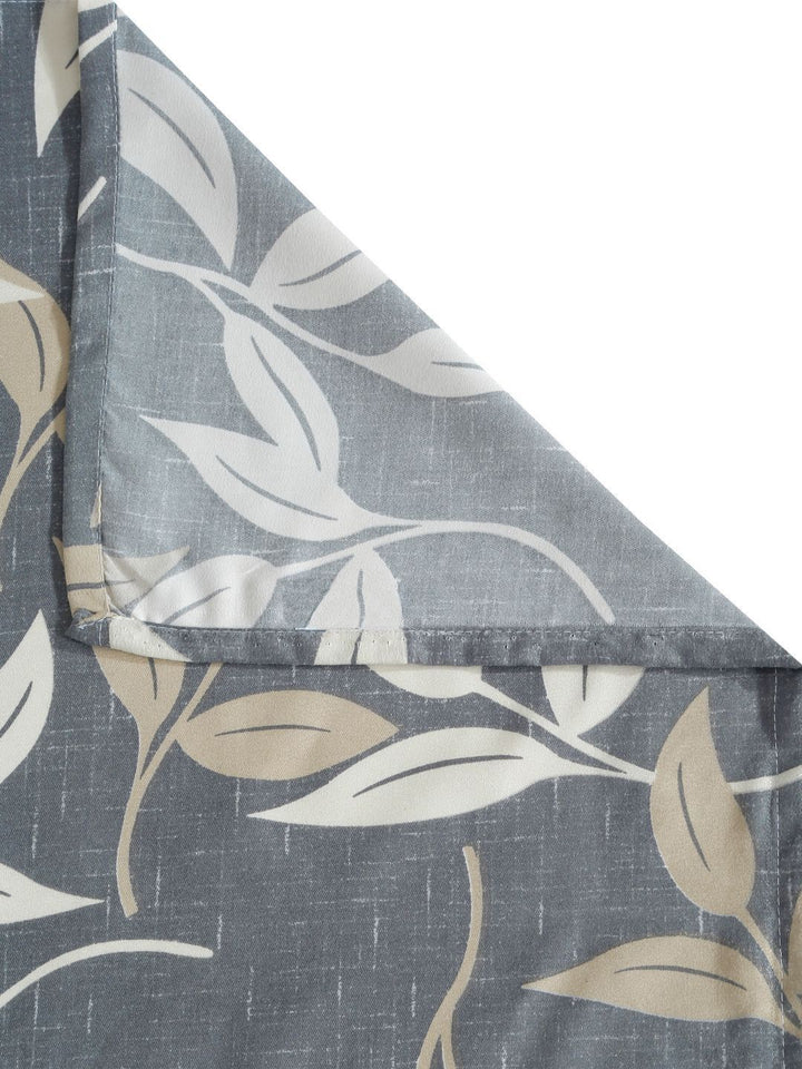 Aura Grey Leaf Polycotton 300 TC King Fine Bedsheet with 2 Pillow Covers-98 x 89 inches