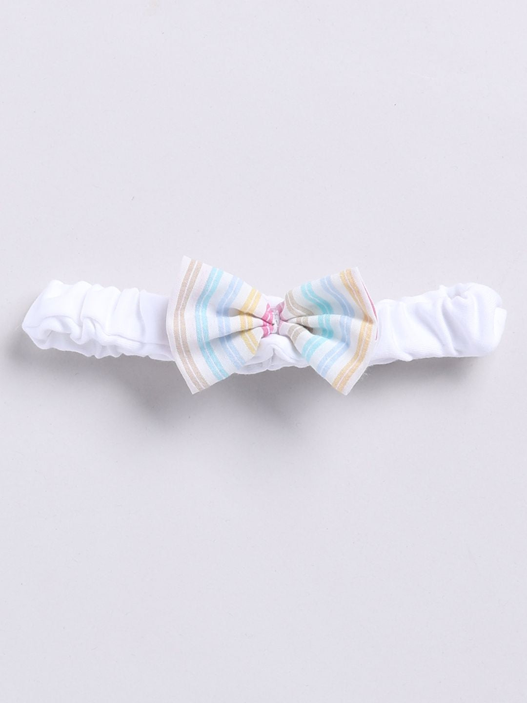 Moms Love Infants Girls Cotton Striped Ruffled Dungarees with T-shirt & Headband