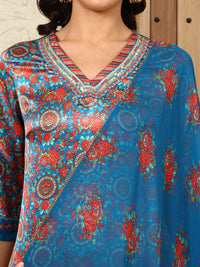 W Women Floral Printed Regular Kurta with Trousers & With Dupatta