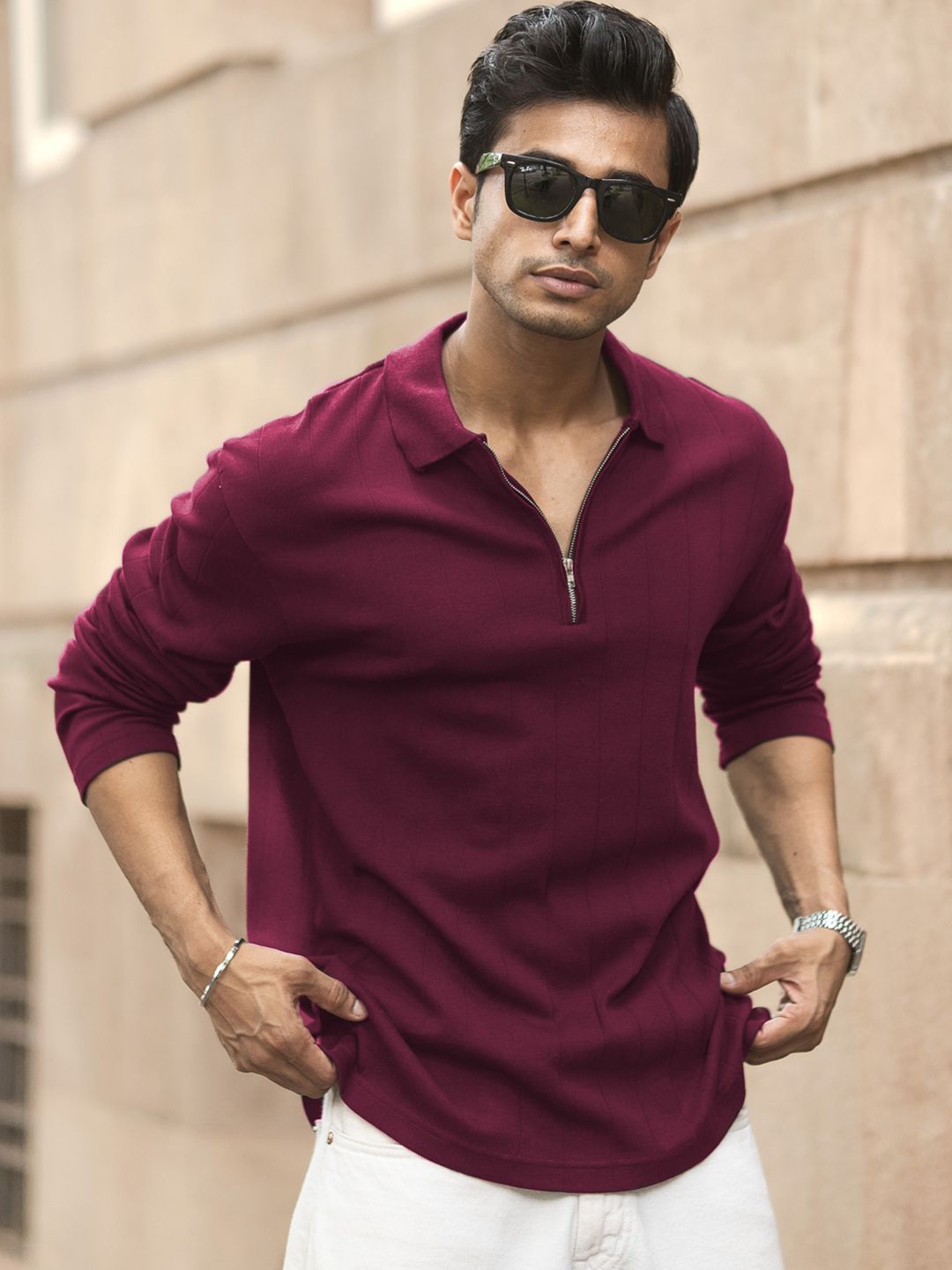 Powerlook Men Polo Collar Pure Cotton Zipper T-shirt