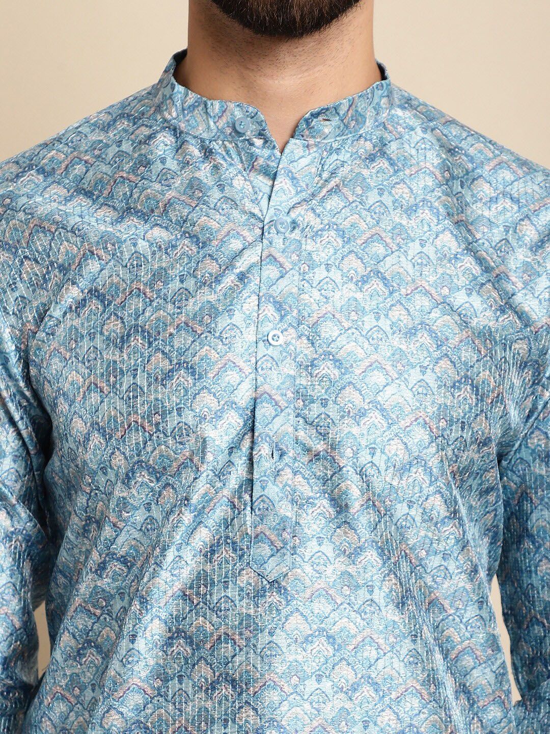 Anouk Ethnic Motifs Woven Design Jacquard Silk Kurta with Churidar