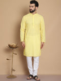 Anouk Men Ethnic Motifs Embroidered Regular Thread Work Pure Cotton Kurta with Churidar