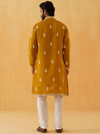 SOJANYA LUXE Ethnic Motifs Embroidered Thread Work Straight Kurta With Trousers