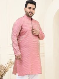 SOJANYA PLUS Ethnic Motifs Woven Design Band Collar Straight Kurta
