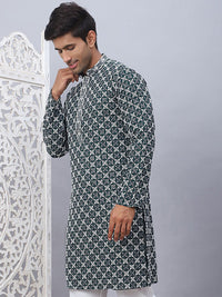 Jompers Floral Printed Mandarin Collar Straight Kurta