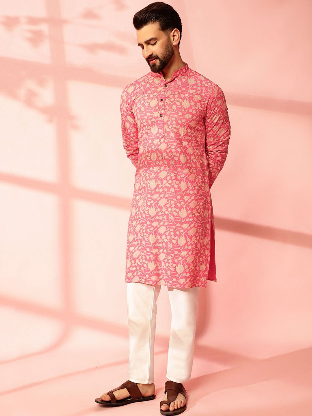 Anouk Men Floral Printed Regular Kurta with Pyjamas