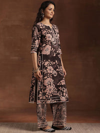 Libas Floral Printed Gotta Patti Pure Cotton Straight Kurta With Palazzo & Dupatta