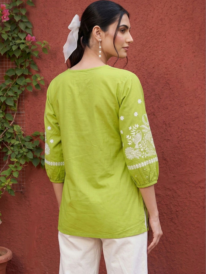 Mamicha Floral Print Puff Sleeve Cotton Top