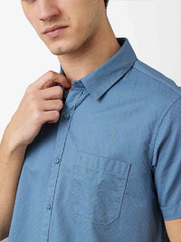 SPYKAR Men Spread Collar Textured Cotton Casual Shirt